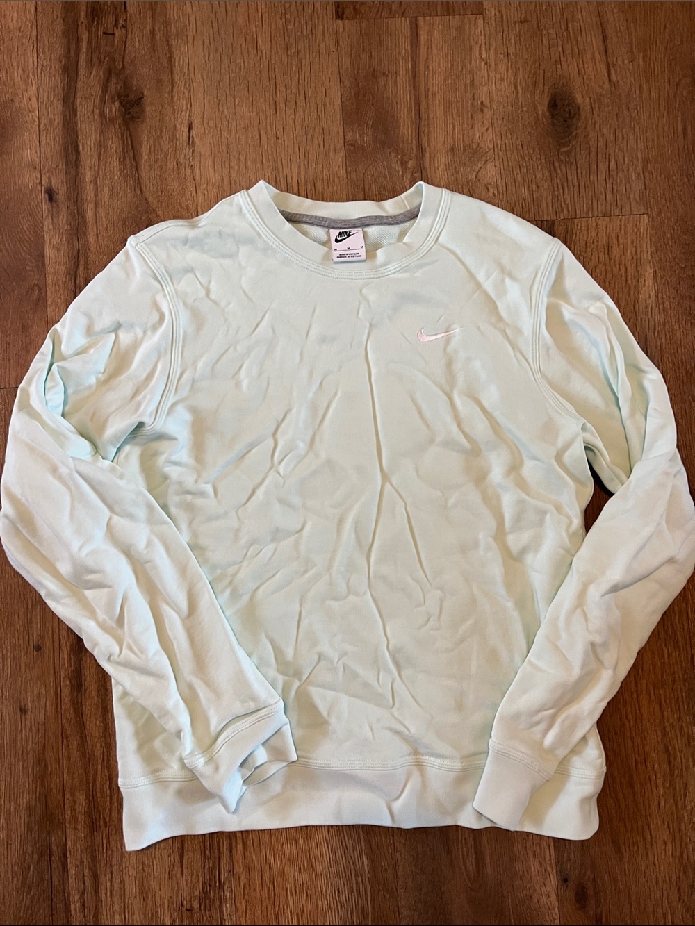 Nike Mint Green Crewneck Sweatshirt with Light Pink Swoosh